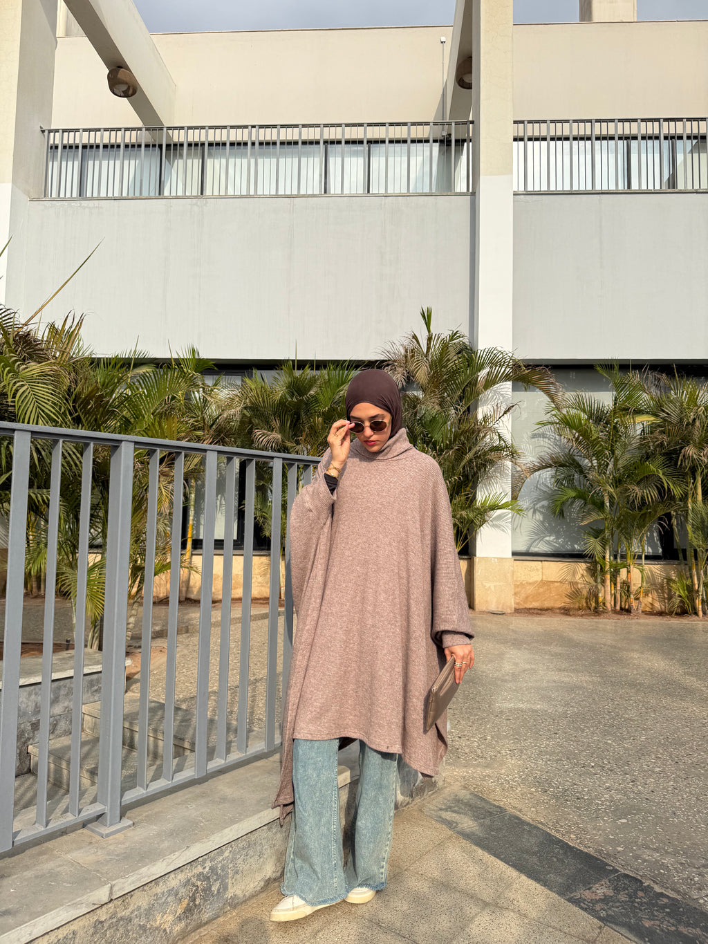 Asymmetric Tricot Poncho