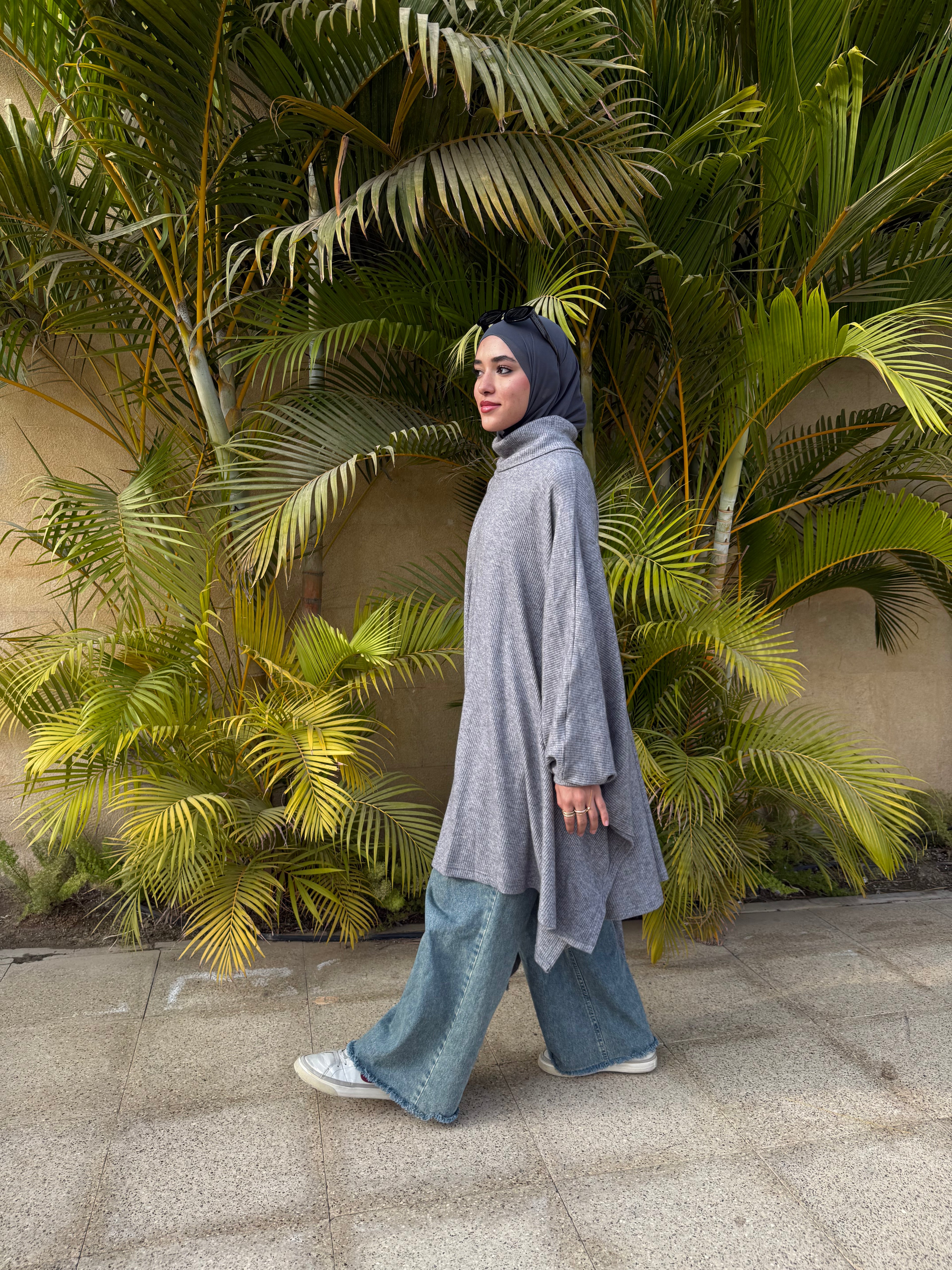 Asymmetric Tricot Poncho