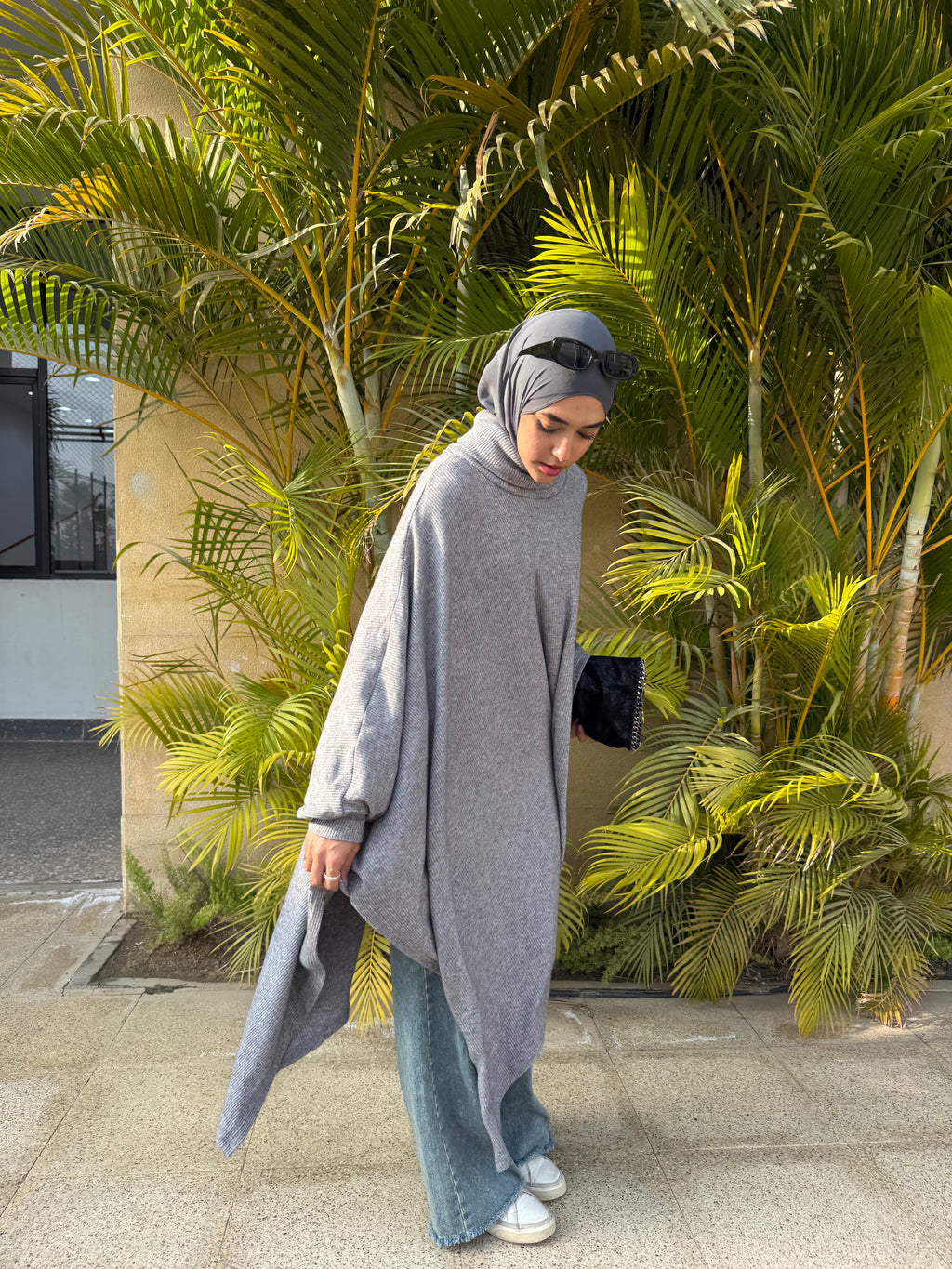 Asymmetric Tricot Poncho