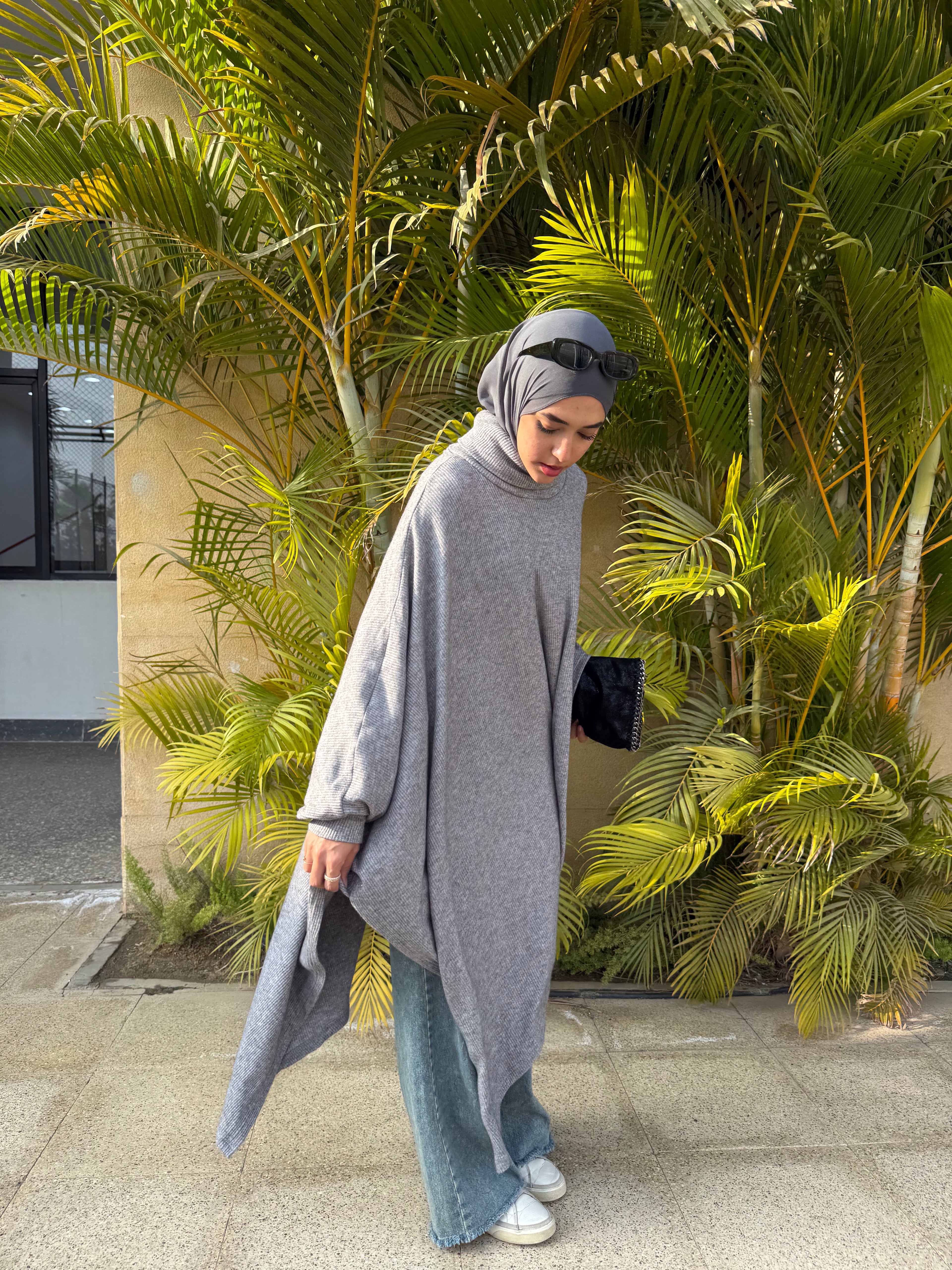 Asymmetric Tricot Poncho